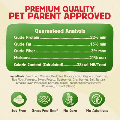 Chewmasters Beef Stix - Grass-Fed Beef Dog Treats, Soft Chewy Real Meat, Healthy Dog Treats for Training Rewards, Grain-Free, No Corn, Soy, and Additives, Made in USA, 2 lb