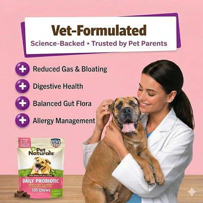 Pet Naturals Daily Probiotic Soft Chews for Dogs, Digestive and Immune Support Supplement, 1 Billion CFU Per Chew, Duck, 160 Count
