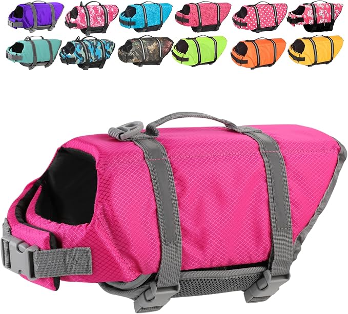 Doglay Dog Life Jacket with Rescue Handle, Dog Life Vest for Swimming Boating, Adjustable Reflective Puppy Swim Vest with Superior Buoyancy for Small Medium Large Dogs