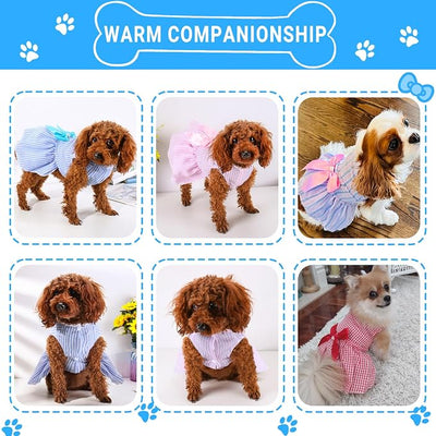 TAPBULL Dog Dresses, Fashionable Pet Dog Clothes, Cute Cat Birthday Dress Outfit (Blue/Red/Pink/Pink-Blue/Yellow-Blue 5-Pack), Medium