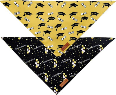 Realeaf Graduation Dog Bandanas 2 Pack, Reversible Pet Scarf for Boy and Girl, Premium Durable Fabric, Holiday Bandana for Small Medium Large and XLarge Dogs (Graduation, X-Large)
