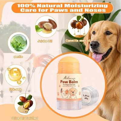 Dog Paw Balm & Nose Balm Stick for Dogs and Cats 1.41oz(40g), Lick-Safe Paw Wax Moisturizer for Dry Cracked Paws, Nose and Elbows, Helps Protect Against Hot Pavement,Snow and Road Salt