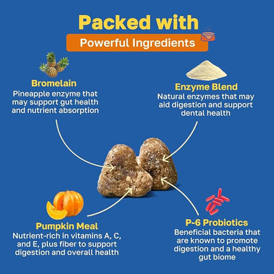 Happy Paws No Poo Chews for Dogs, Poop Eating Coprophagia Deterrent, Probiotics for Dogs with Pumpkin & Enzyme Blend for Digestive Health, Organic, Vegan, Non GMO, Beef Flavor, 200 Count