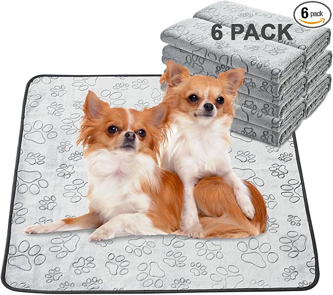 Qeils Reusable Puppy Pads, 6 Pack Washable Pee Pads for Dogs, Non Slip Wee Wee pad, Absorbent and Leakproof Training Mats for Potty, Crate, Playpen, Bed, Sofa, 30"x 34"