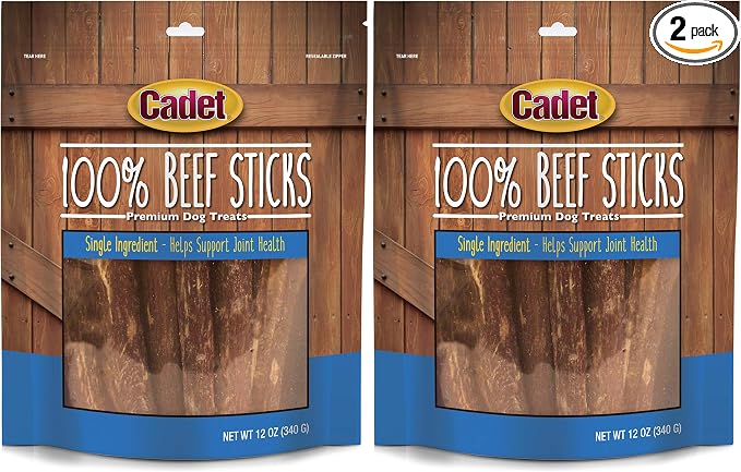 Cadet 100% Beef Strips Dog Chew Sticks, Long-Lasting Single-Ingredient Natural Treats, High-Protein, Perfect for Small & Large Breeds, 12 oz (Pack of 2)