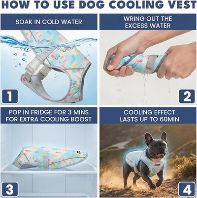 Spark Paws Dog Cooling Vest - SPF 50 UV Sun Protection - Summer Heat Relief Gear for Dogs, Lightweight, Evaporative Cooling - Dog Anxiety Relief Vest During Hot Days - Popsicles - Size 2XL