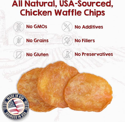 Riley's Waffles Chicken Chips for Dogs - USA Sourced 100% Chicken Breast - Dehydrated and Lean Jerky Treats - Single Ingredient Dog Treat - 6oz