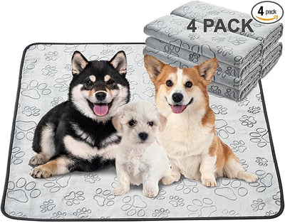 Qeils Reusable Puppy Pads, 34"x 36" 4 Pack Washable Pee Pads for Dogs, Waterproof Non Slip Wee Wee pad, Absorbent and Leakproof Training Mats for Potty, Crate, Playpen, Bed, Sofa