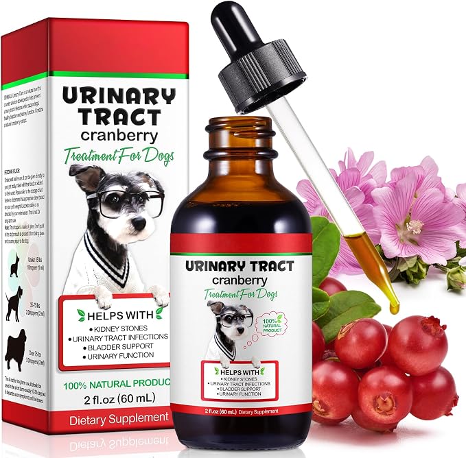 Urinary Tract for Dogs, Dog Urinary Tract Infection Treatment Drops Supports Bladder, Kidney Stone and Dog UTI, Pet Supplies Health Care, Bacon Flavor- 60ml / 2.02oz