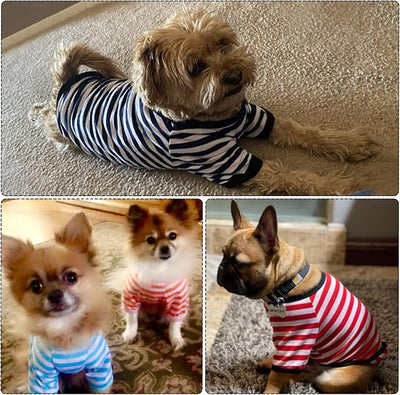 Geyoga 6 Pieces Dog T-Shirt Striped Cotton Breathable Spring Summer Pet Apparel Colorful Soft Puppy Sweatshirt Clothes for Small to Medium Dogs Puppy(Light Color,L)