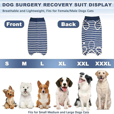 Recovery Suit for Dogs, Soft Dog Surgery Suit for Female Spay Male Neuter | Dog Cone Alternative Surgical Recovery Shirt for Abdominal Wounds, Anti-Licking Pet Clothes for Dogs Cats, Blue, XXX-Large
