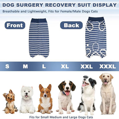 Recovery Suit for Dogs, Soft Dog Surgery Suit for Female Spay Male Neuter | Dog Cone Alternative Surgical Recovery Shirt for Abdominal Wounds, Anti-Licking Pet Clothes for Dogs Cats, Blue, Small