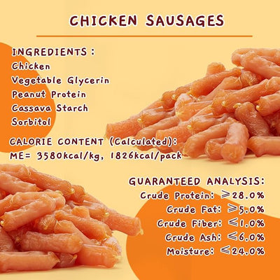 Jungle Calling 66-Count Soft Chicken Sausage Dog Treats, Slow Roasted Grain Free Chewy Snacks, Bite-Sized Easy to Chew Training Rewards for Small & Medium Dogs, 18 oz Value Pack