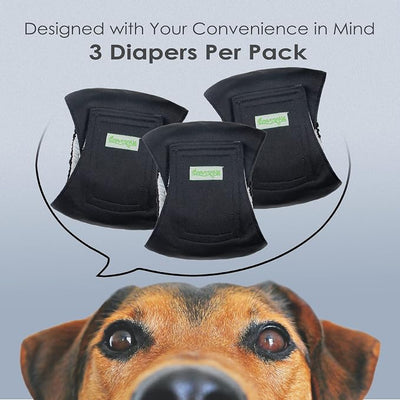 Wegreeco Washable Male Dog Belly Wrap - Pack of 3 - (Black, Black, Black, Large)
