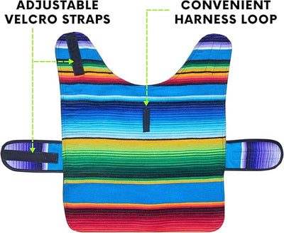 Dog Clothes - Handmade Dog Poncho - from Authentic Mexican Blanket (Blue, X-Small)