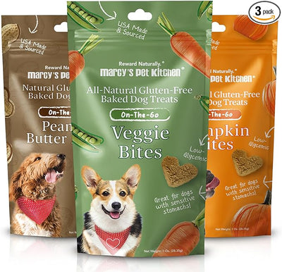 Marcy's Pet Kitchen-Diabetic Dog Treats-Vet Recommend-No Preservatives - Crunchy, Superfoods, All Natural-Vegan Homemade,-Gluten Free-for Sensitive Stomachs-Made in The USA Only (On the Go Variety)