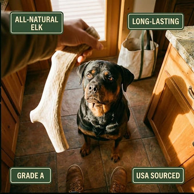 Heartland Elk Antlers for Dogs - Daily Dental Care Chews for Aggressive Chewers to Reduce Plaque & Prevent Destructive Behavior (Splinter Free, Split, 9", Giant, 1-Pack, Grade A, USA Made)