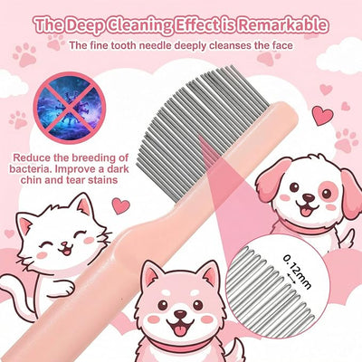 Tyqour Eye Comb for Small Dogs Stainless Steel Flea Comb for Small Dogs, Dog Face Comb, Gentle Tear Stain Remover, Compact Grooming Tool for Cats and Dogs
