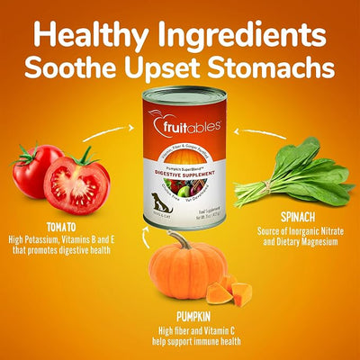 Fruitables Pumpkin Digestive Supplement – Made in USA Canned Pumpkin Puree for Dogs & Cats - Dog Digestive Support - 15 oz (4 Pack)
