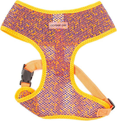 Parisian Pet Dog Harness - Breathable Mesh Orange Blue No Pull Puppy Harness with Leash Ring - Adjustable Harnesses for Dogs - Soft Padded Step-in Pet Vest - Lightweight Vests for Medium Sized Dogs
