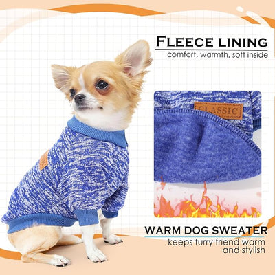 2 Pieces Dog Sweaters for Small Dogs Dog Clothes Female Winter Fleece Puppy Sweaters Warm Pet Outfit for Yorkie, Chihuahua, Bulldog, Dachshund, Pug