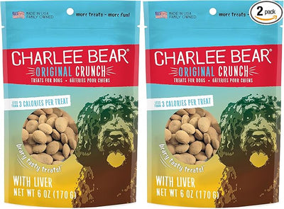 Charlee Bear Original Dog Treats, Chicken Liver, 6 oz (Pack of 2)