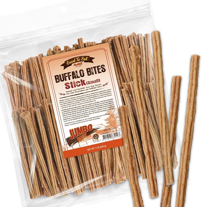 Gootoe Natural Buffalo Dog Treats, Stick (Small), 1.5 lb | Low-fat chews for training rewards, limited ingredient, for small dogs and puppies