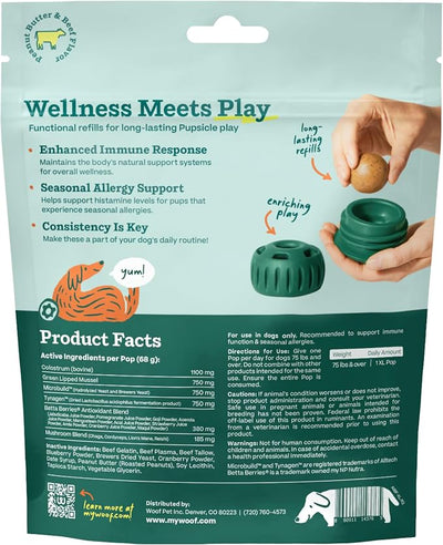 WOOF Pupsicle Refill Pops for Allergy Support for Dogs - Allergy Dog Treats for the Pupsicle Toy to Support Your Dog’s Natural Immune Defenses - Extra Large Pops - 5 Count - 2 Pack