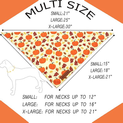 Realeaf Thanksgiving Dog Bandanas 2 Pack, Pumpkins and Happy Thanksgiving Pet Scarf for Boy and Girl, Premium Durable Fabric, Reversible Holiday Bandana for Large and X-Large Dogs Pets (X-Large)