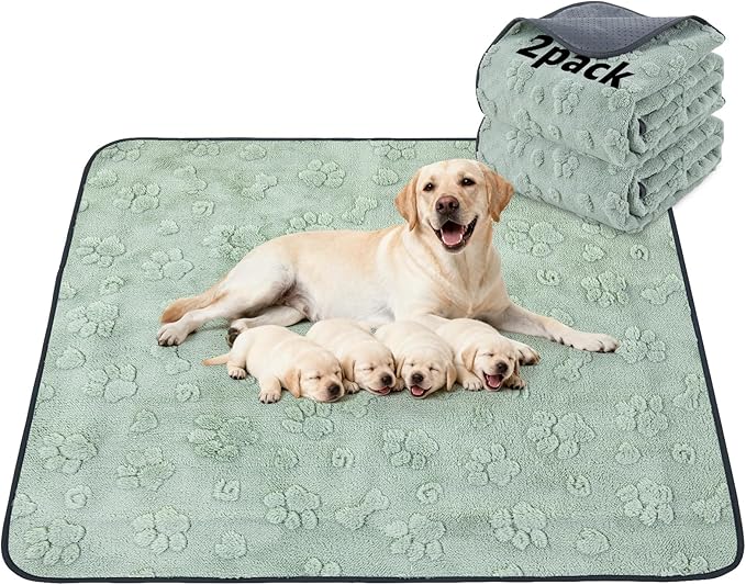 LOOBANI Washable Pee Pads for Dogs: 2 Pack Super Absorbent Reusable Puppy Pads, Leakproof and Waterproof Dog Training Pads Whelping Pads for Potty, Floor, Crate, Couch Bed and Travel, 36"x48"
