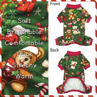 XPUDAC 4 Pieces Dog Pajamas for Small Dogs Pjs Clothes Puppy Onesies Outfits for Doggie Christmas Shirts Sleeper for Pet, XS