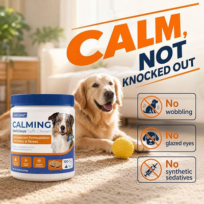 Calming Chews for Dogs — Melatonin Dog Calming Chews for Stress, Sleep Support & Thunderstorm Relief — Non-Drowsy Natural Soft Chews, Chicken Flavor, 100 Count