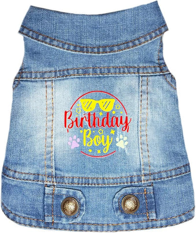 Birthday Gift Boy Dog Jeans Jacket Denim Pet Coat for Puppy Small Dogs Classic Overalls Male Cat Costumes Washed Vest Clothes Outfit T-Shirts (Medium)