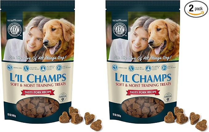 Pet Brands American Kennel Club Lil Champs Soft & Moist Training Treats, Pork Flavor, All Breed Sizes, 12 Ounces (Pack of 2)