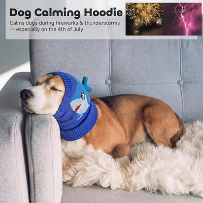 Nanaki Soft Dog Ear Muffs Noise Protection for Thunder Fireworks Dog Ear Cover for Grooming Bath,Comfort Calming No Shake Ear Wraps for Dogs Hematoma,Snoods for Eating Drinking with Cute Shark