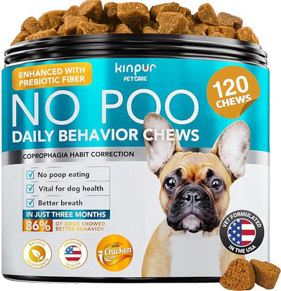 No Poo Chews for Dogs – Stool Eating Deterrent for Dogs with Probiotics & Digestive Enzymes – Coprophagia Deterrent for Dogs, Dog Gut Health Probiotics & Freshen Breath Support – 120 Bites