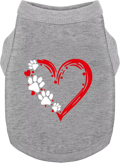Discover Cozy Sleeveless Canine Wear: Soft, Lightweight, and Breathable Cotton Dog Shirt Featuring Heart and Paw Graphics. Vest Tank Top is Ideal for Small, Medium, and Large Breeds Grey XL