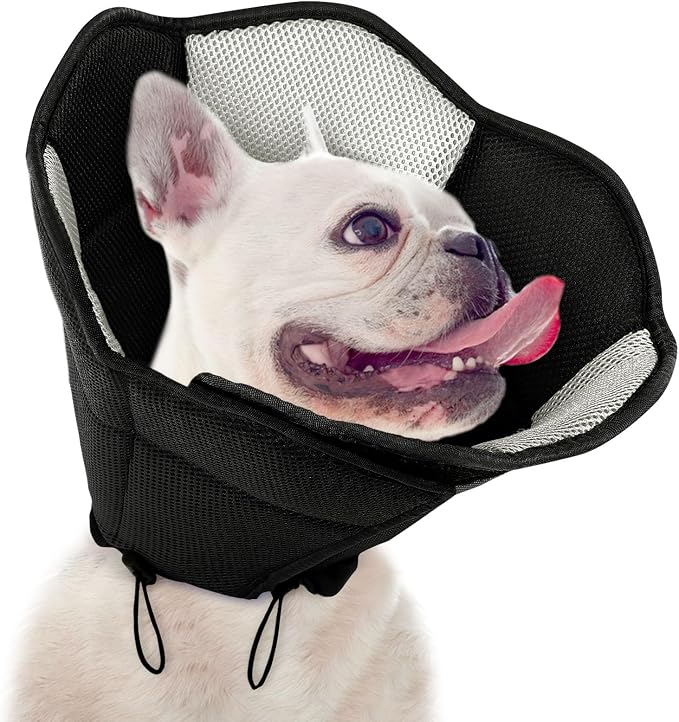 Dog Cone - Soft Cone for Dogs to Stop Licking, Pet E-Collar Alternative After Surgery, Adjustable Pet Recovery Collar for Wound Healing, Black Medium