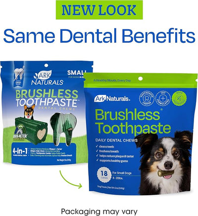 Ark Naturals Brushless Toothpaste – Large Breeds, 54oz Bag – Dog Dental Chew with Toothpaste Center – Freshen Breath and Reduce Plaque & Tartar with Dental Chews for Dogs