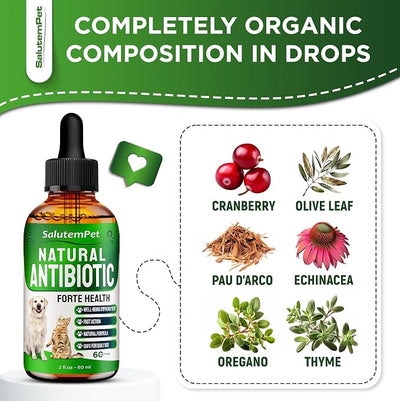 Natural Antibiotics for Dogs to Help with Allergies and UTIs | Kennel Cough Medicine for Dogs | Cat Antibiotics for Infection | Herbal Supplement is Excellent for All Breeds and Ages | 2 oz