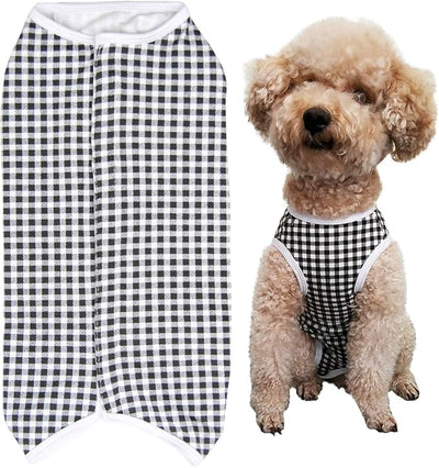 Dog’s Recovery Suit Post Surgery Shirt for Puppy, Wound Protective Clothes for Little Animals(Black White Plaid-m)
