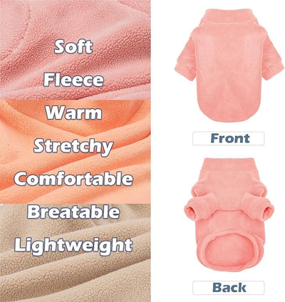 GYALAPERI Dog Sweater, 3 Pack Dog Sweaters for Small Dogs Girl Boy, Ultra Soft Warm Puppy Clothes Dog Coat for Winter (Peach+Lt Camel+Pink, Large)