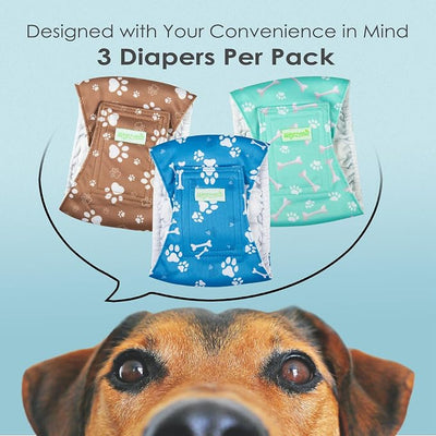 Wegreeco Washable Male Dog Belly Band - Pack of 3 - Washable Male Dog Belly Wrap, XX-Large Doggie Diapers for Doggy Puppy (Bone, XX-Large)