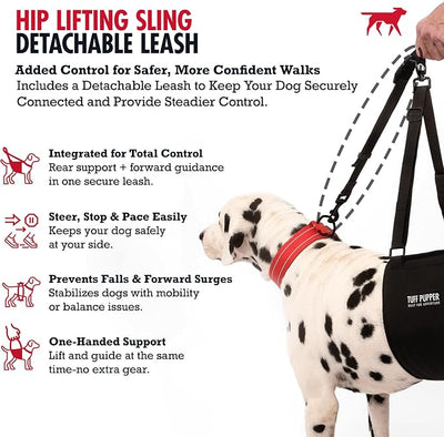 Tuff Pupper Dog Sling Hip Harness | Rear Lift Support for Senior & Injured Dogs | Adjustable Mobility Aid | Strong Padded Handle | Comfortable Design | Hip & Hind Leg Assistance (Tall, Female)