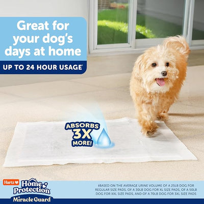 Hartz Miracle Guard Dog and Puppy Dog Pads Max Absorbency 24 Hour Use Odor Eliminating No Leaks, 3XL Size 20 Count