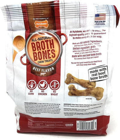 Nylabone Beef Broth Bones for Dogs, 60 Count, 2.6 Lbs