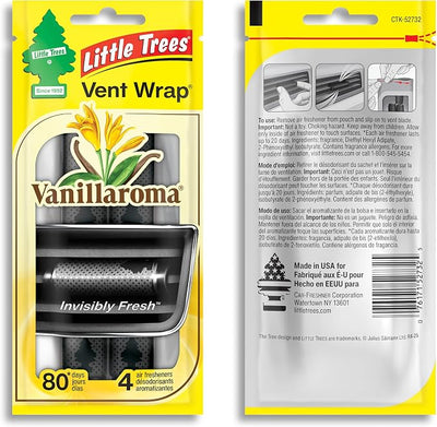 LITTLE TREES Car Air Freshener | Vent Wrap Provides Long Lasting Scent, Invisibly Fresh | 16 Air Fresheners | Vanillaroma