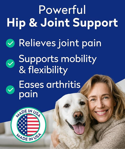 Advanced Glucosamine Dog Joint Treats, Mobility, Chicken Flavor, 180Ct | Vet-Approved. Made in USA. Joint Support w/Chondroitin, MSM, Omega-3. For Picky Eaters. Joint Pain Relief, Advanced Formula