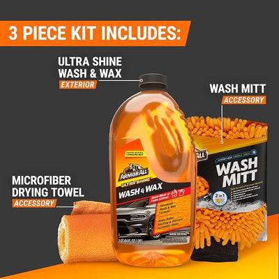 Armor All Cleaning Kit, Car Wash Soap, Wash Mitt & Microfiber Towel | Armor All Cleaning Kit, Car Wash Soap, Wash Mitt & Microfiber Towel