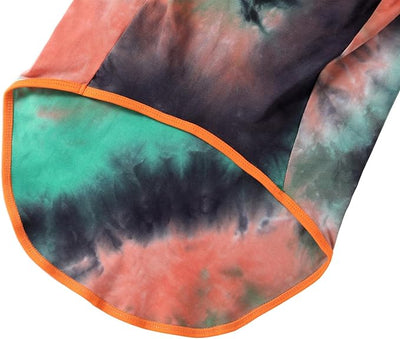 Summer Tie Dye Dog Clothes Cool Breathable Cotton T-Shirt Medium Large Dog Boys Girls Shirt(GreenOrange, Large)